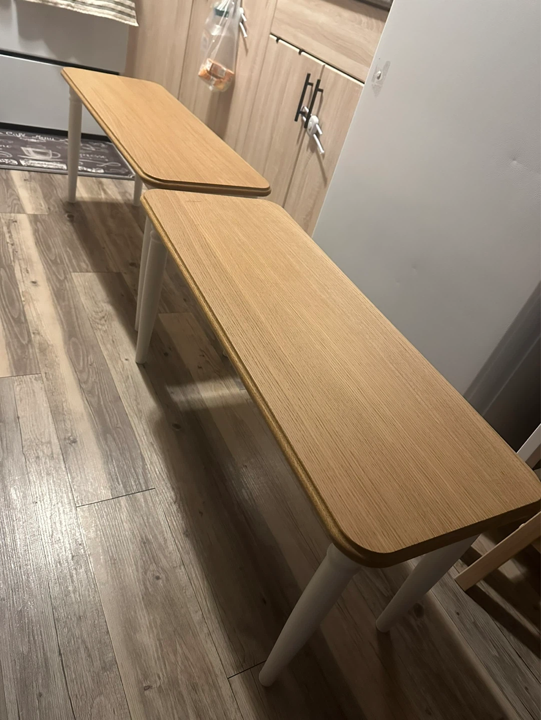 IKEA Oak and White Wood Bench