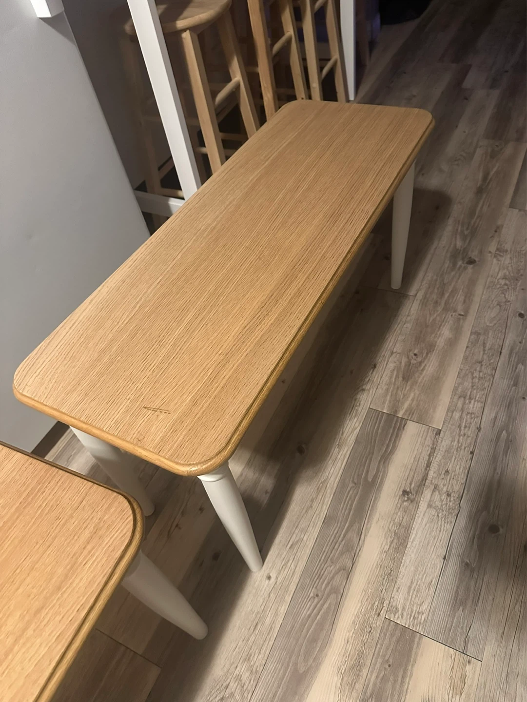 IKEA Oak and White Wood Bench - photo 3