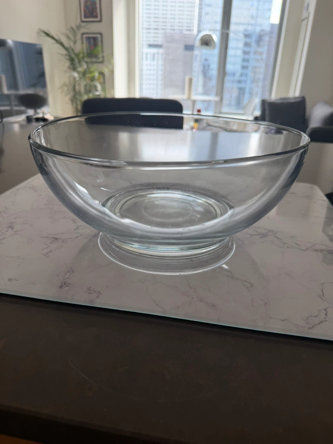 Clear Glass Footed Serving Bowl