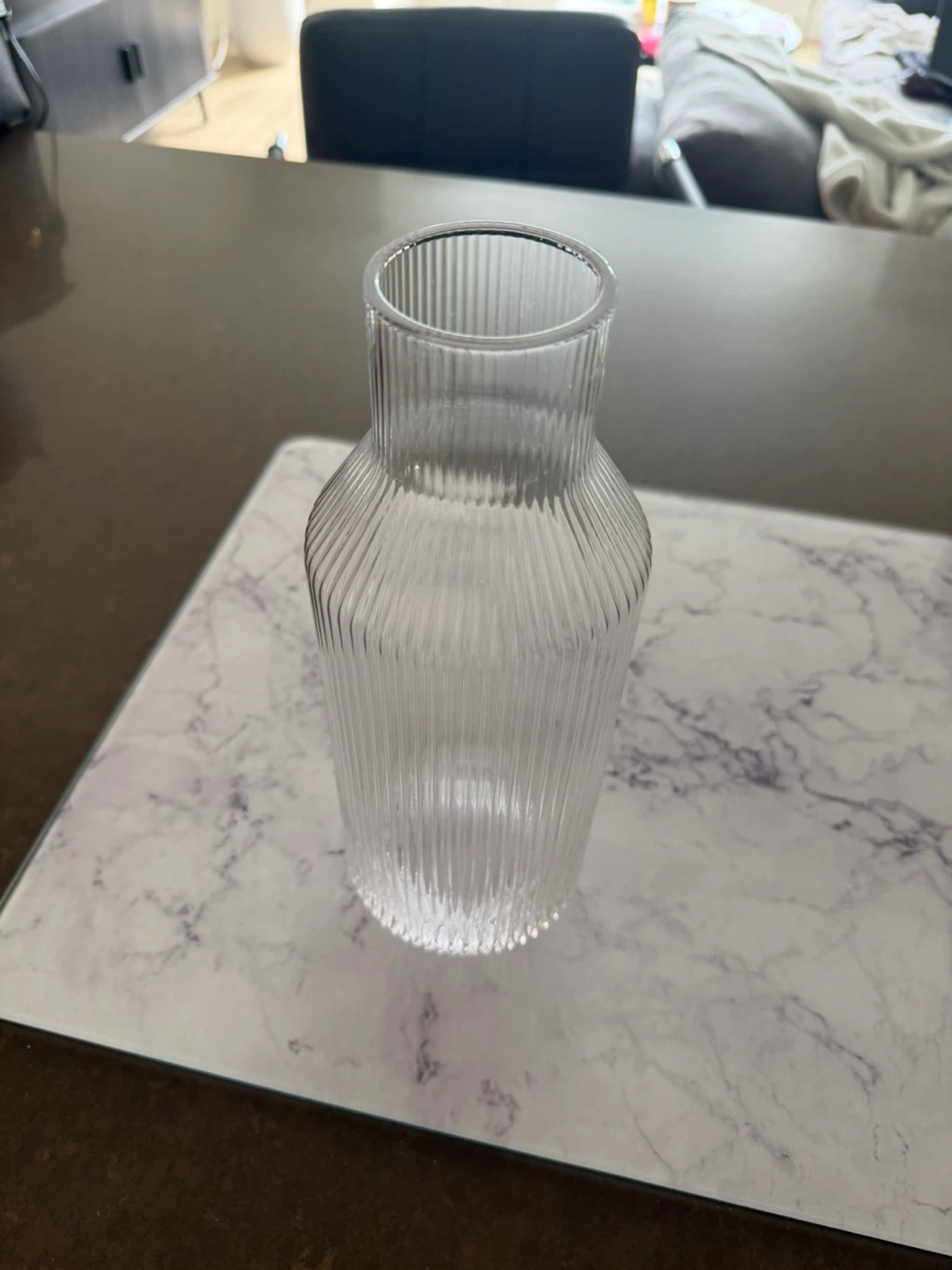 Ribbed Glass Water Carafe