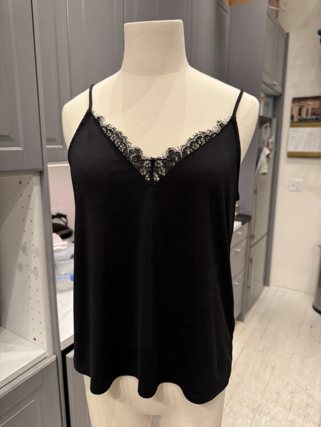 H&M Black Lace Trim Cami Top - Size S