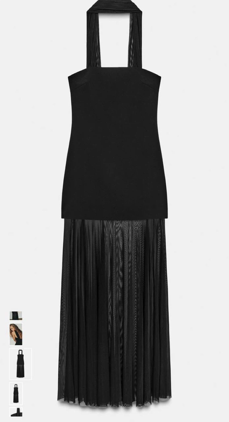 ZARA Black Evening Dress with Sheer Mesh Skirt – Size XXL - photo 4