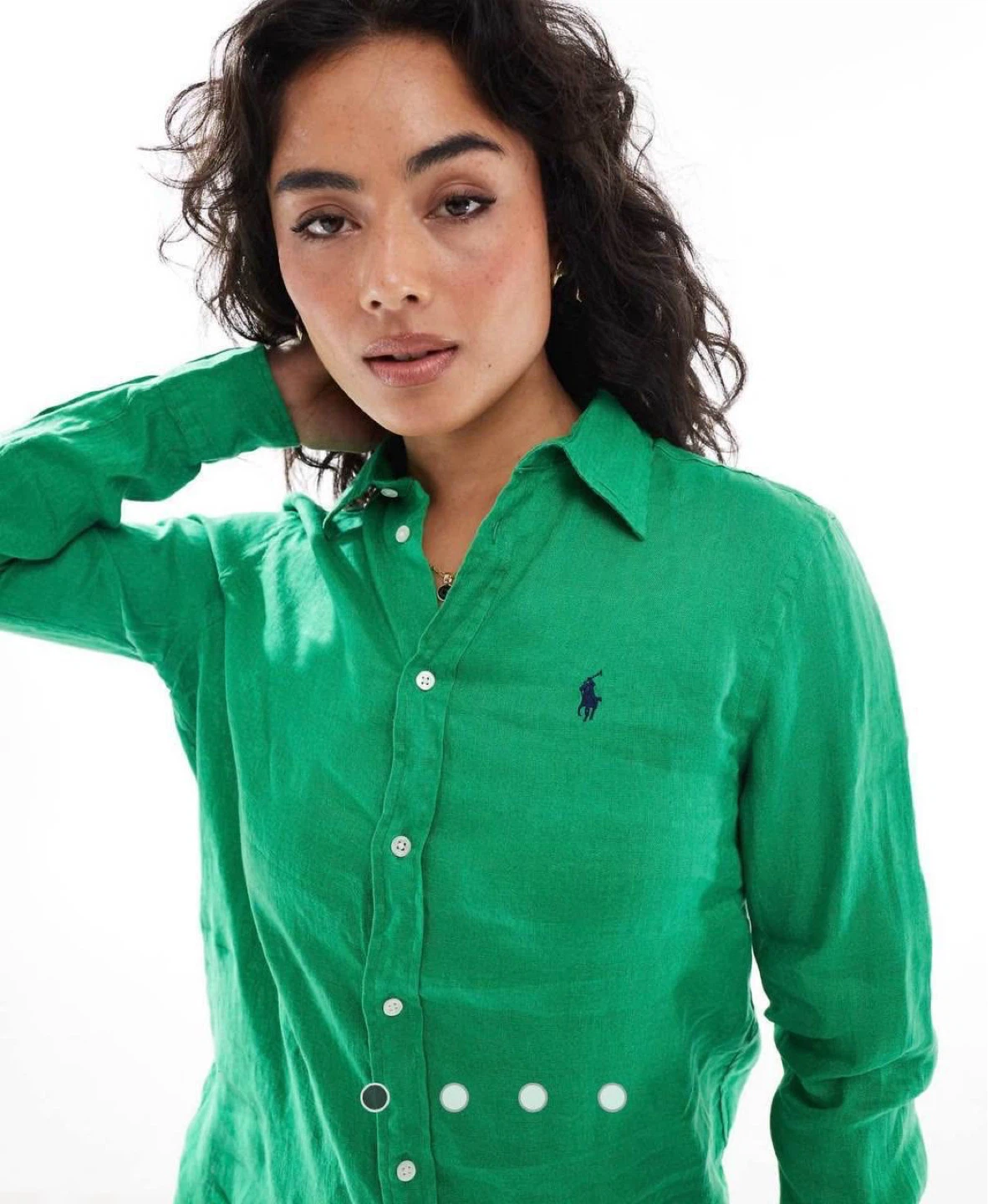 Polo Ralph Lauren linen shirt with logo,green XL - photo 5
