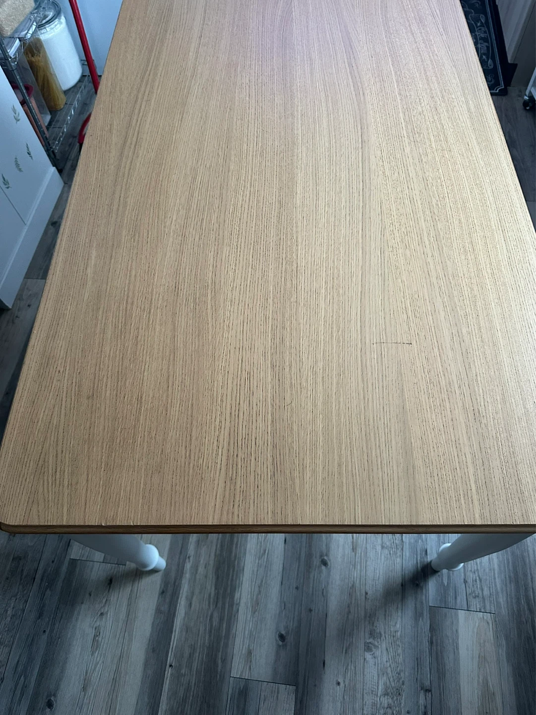 Wooden Dining Table - Light Oak Top, White Legs - photo 2