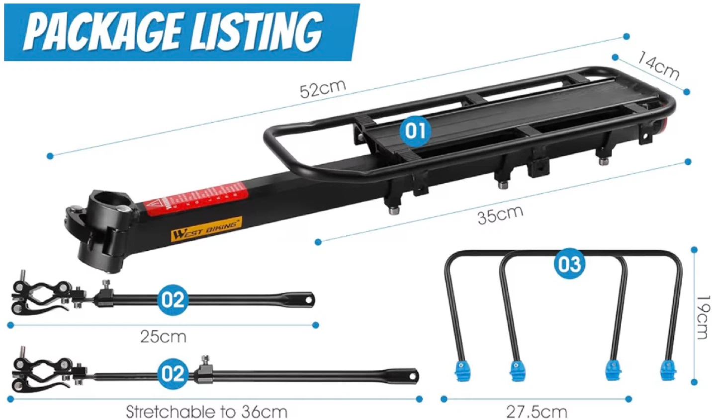 WEST Mountain Bike quick release Rear Rack - photo 3