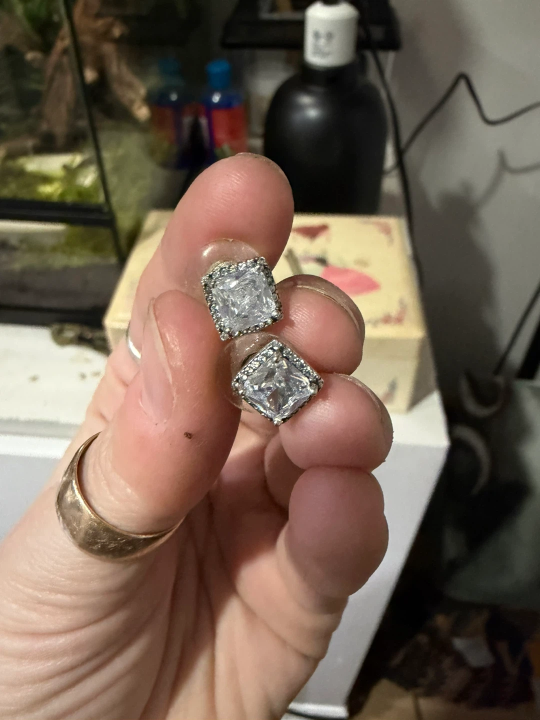 Square Princess Cut Crystal Stud Earrings
