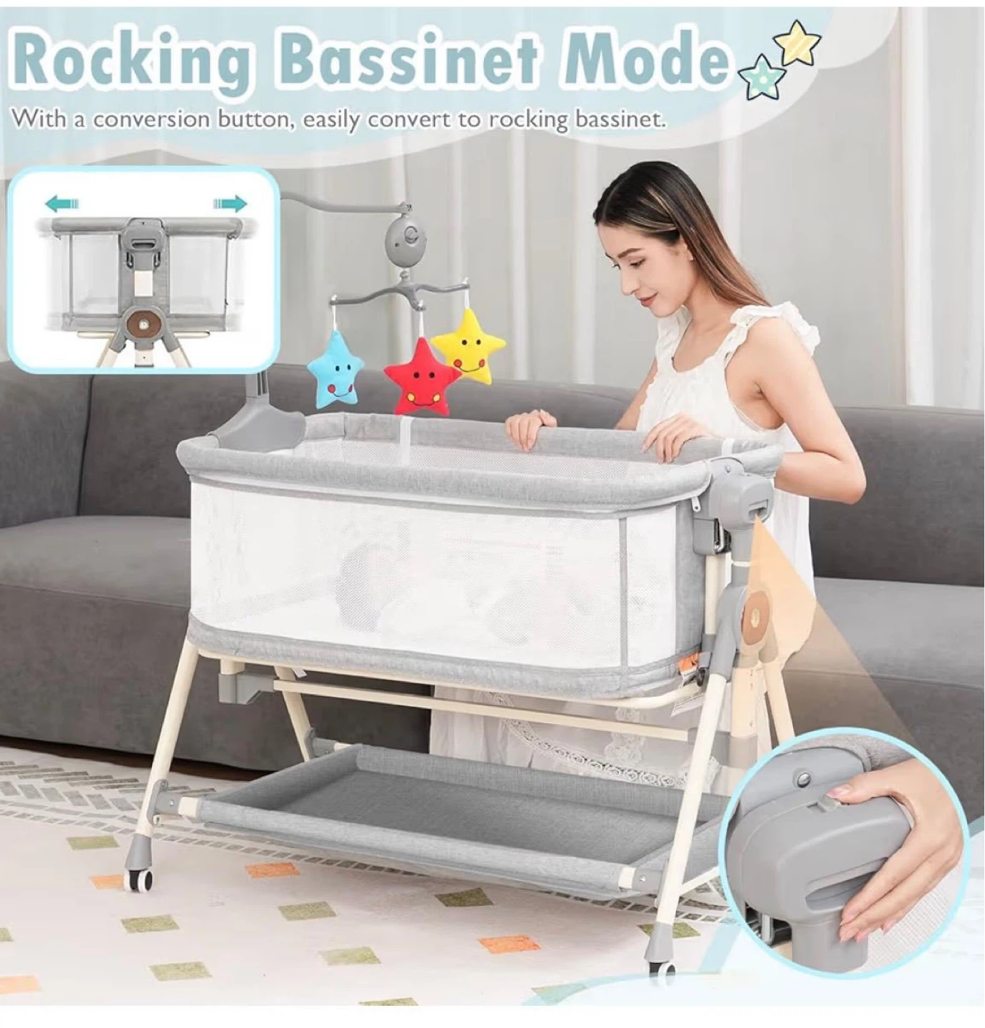 Baby Bassinet with Musical Toys and Rocking Mode - photo 2