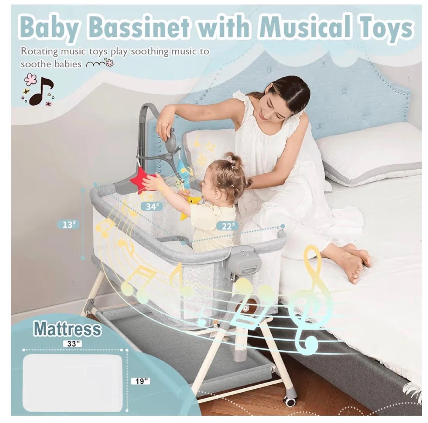Baby Bassinet with Musical Toys and Rocking Mode - photo 4