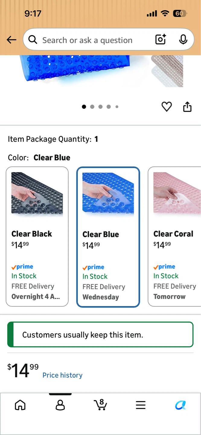 SlipX Solutions Power Grip Bath Mat Clear Black - photo 5