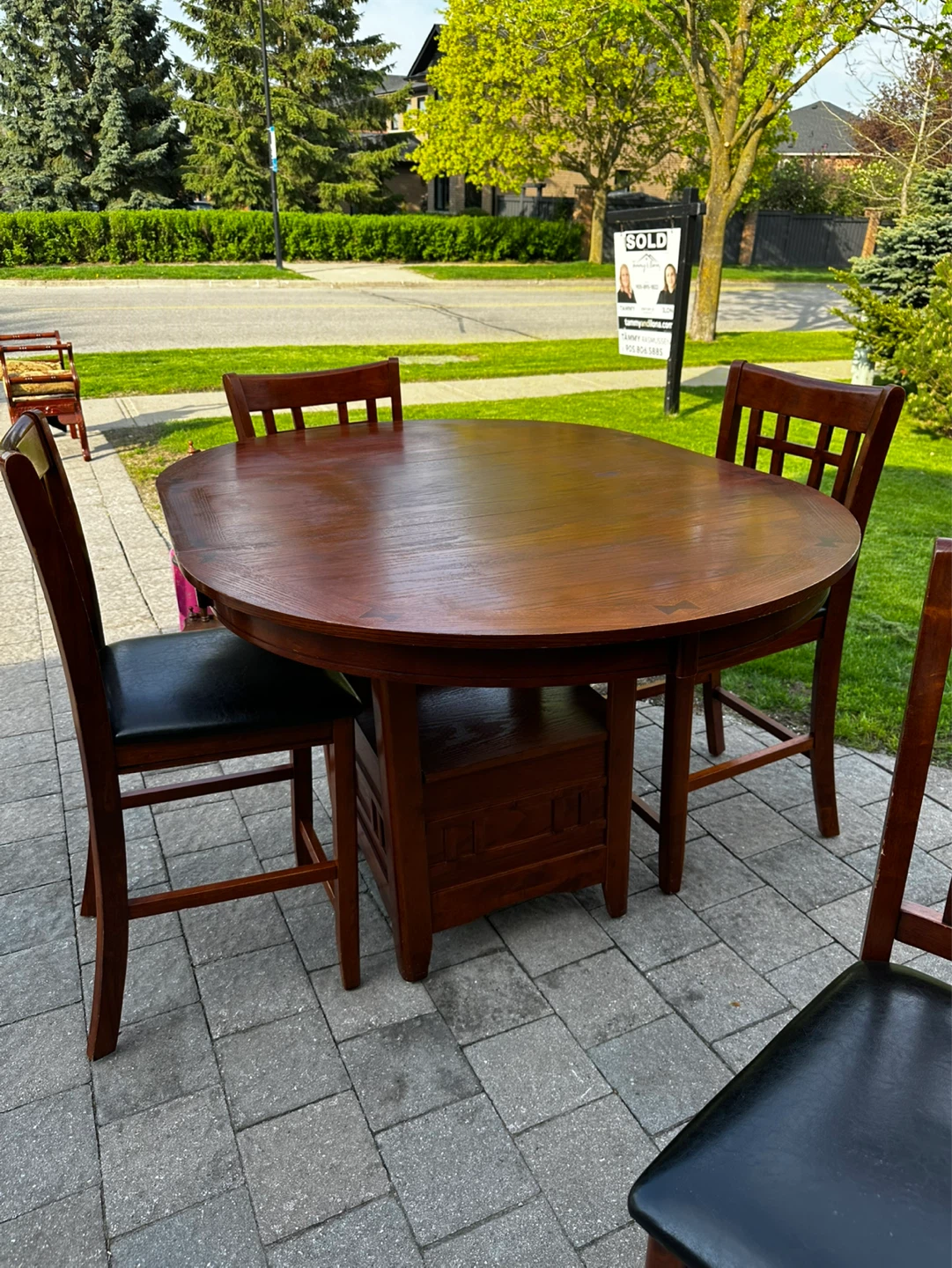 Wooden Counter Height Dining Set with 4 Chairs