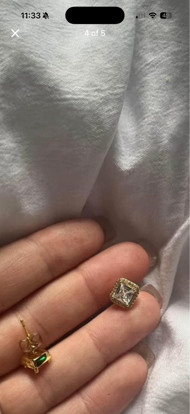 Gold Square Stud Earrings - photo 2