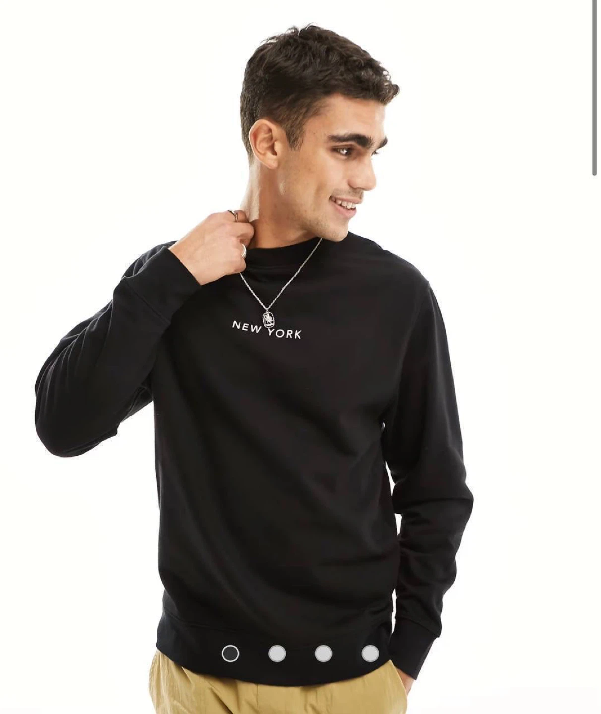 River Island New York crew neck sweatshirt in black, size M