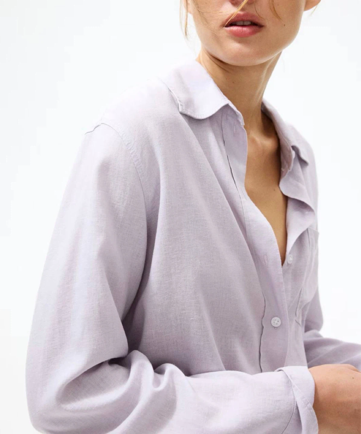 Light Purple Linen Blend Button Up Shirt , XL - photo 4