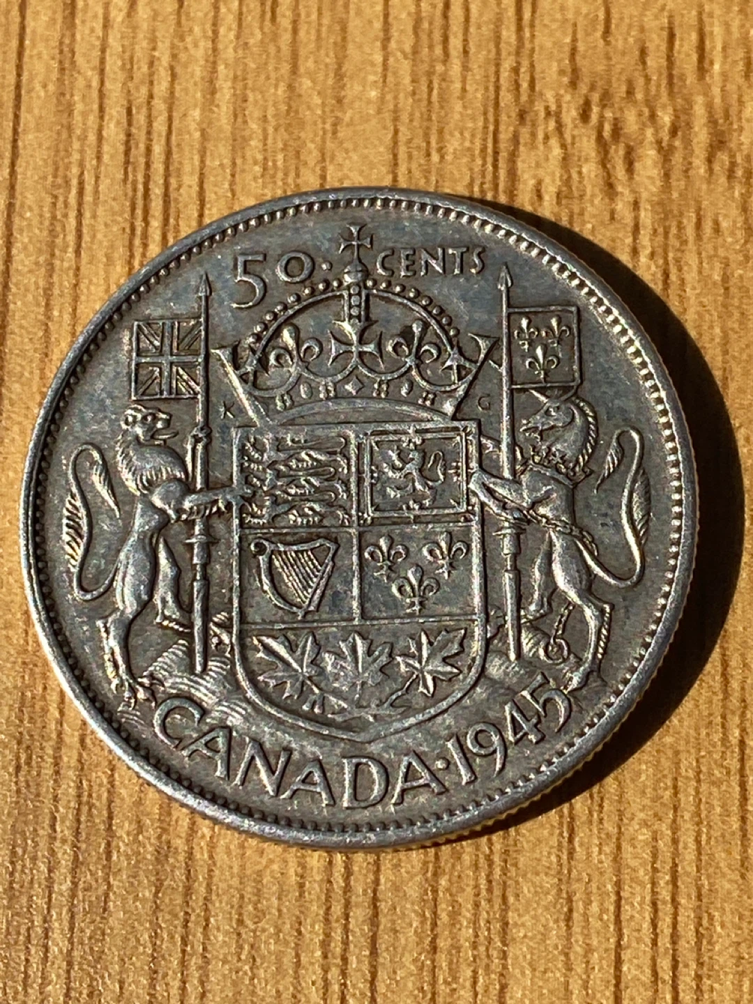 1945 silver Canada 50 Cent Coin