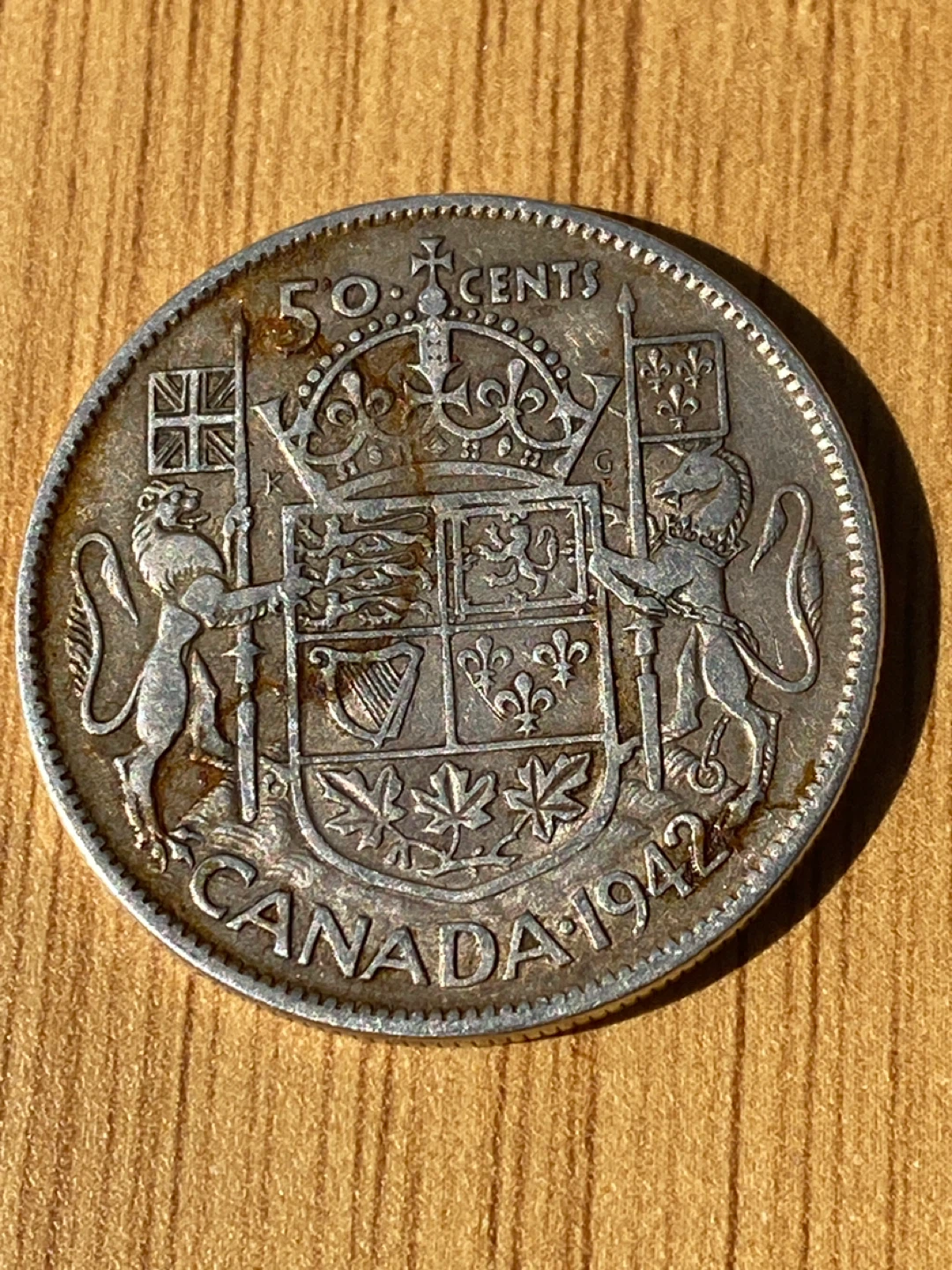 1942 silver Canada 50 Cents Coin