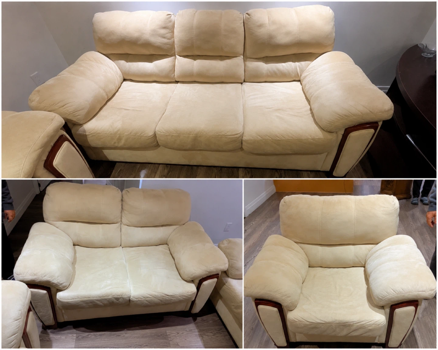 Comfortable Sofa Set with Solid Wood Coffee Table