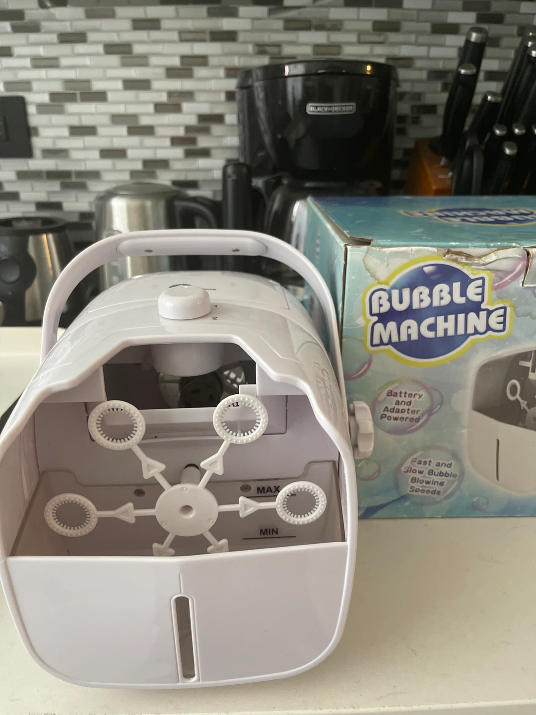 Bubble Machine with Battery and Adapter Power