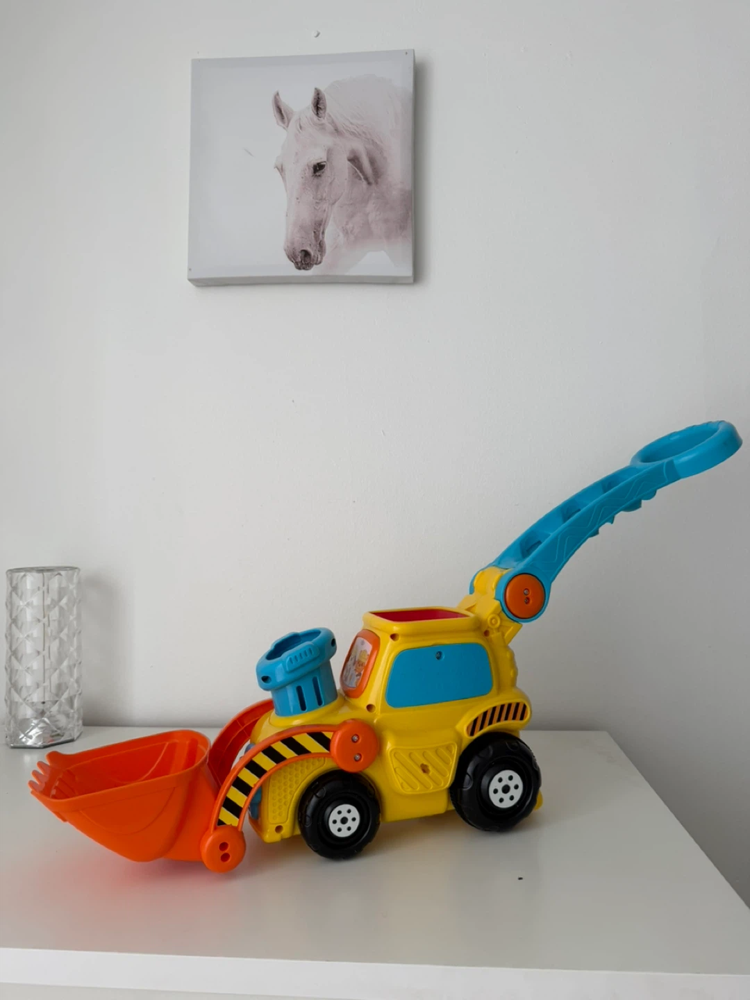 Yellow and Blue Ride-On Excavator Toy