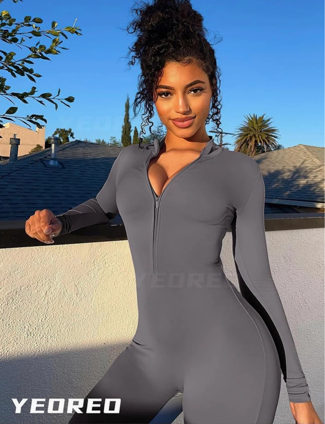 YEOREO Women Jumpsuit Zip Romper Bodysuit - New