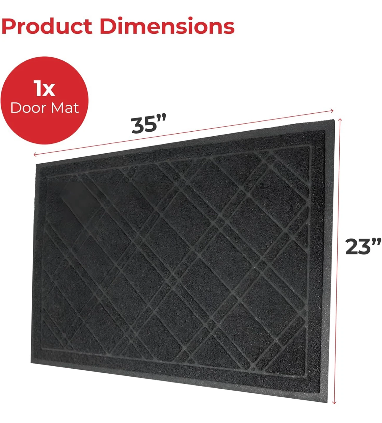 iPrimio Door Mat - 23" x 35" - Black - photo 2