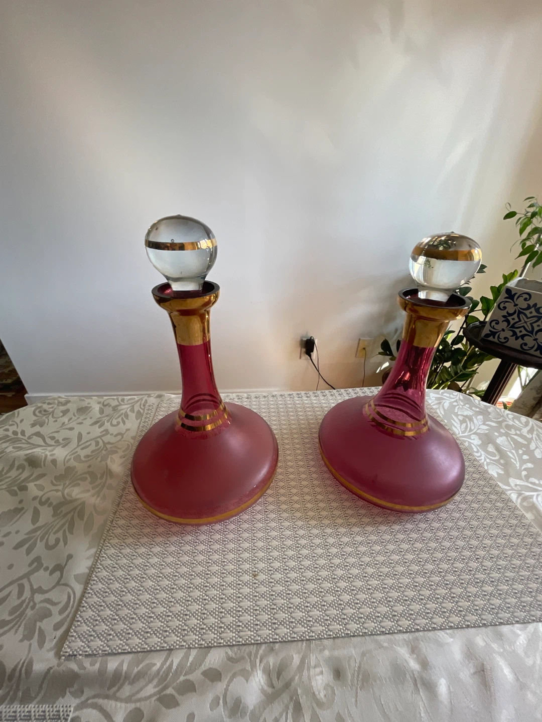 Pink Glass Decanter with Gold Trim - photo 3
