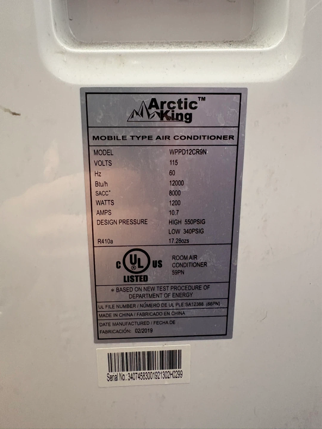 Arctic King Portable Air Conditioner WPPD12CR9N - photo 2