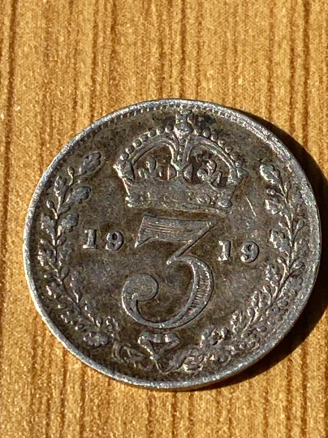 1919 silver 3 Pence Coin - King George V