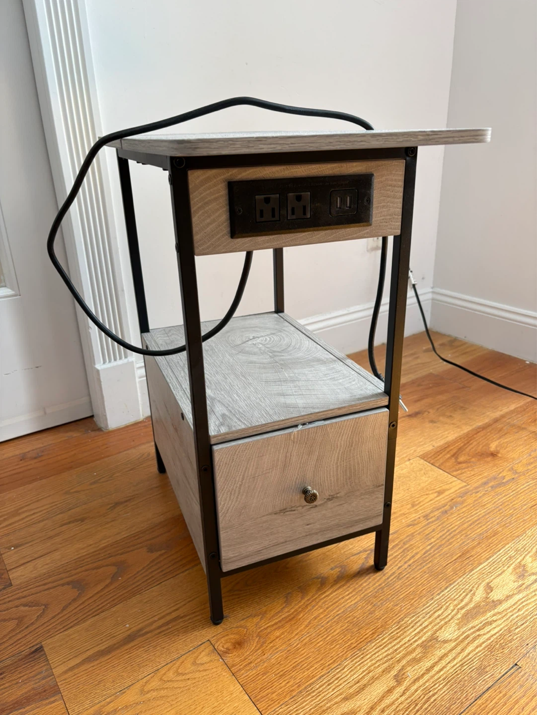 Side Table with Built-in Outlet and Drawer