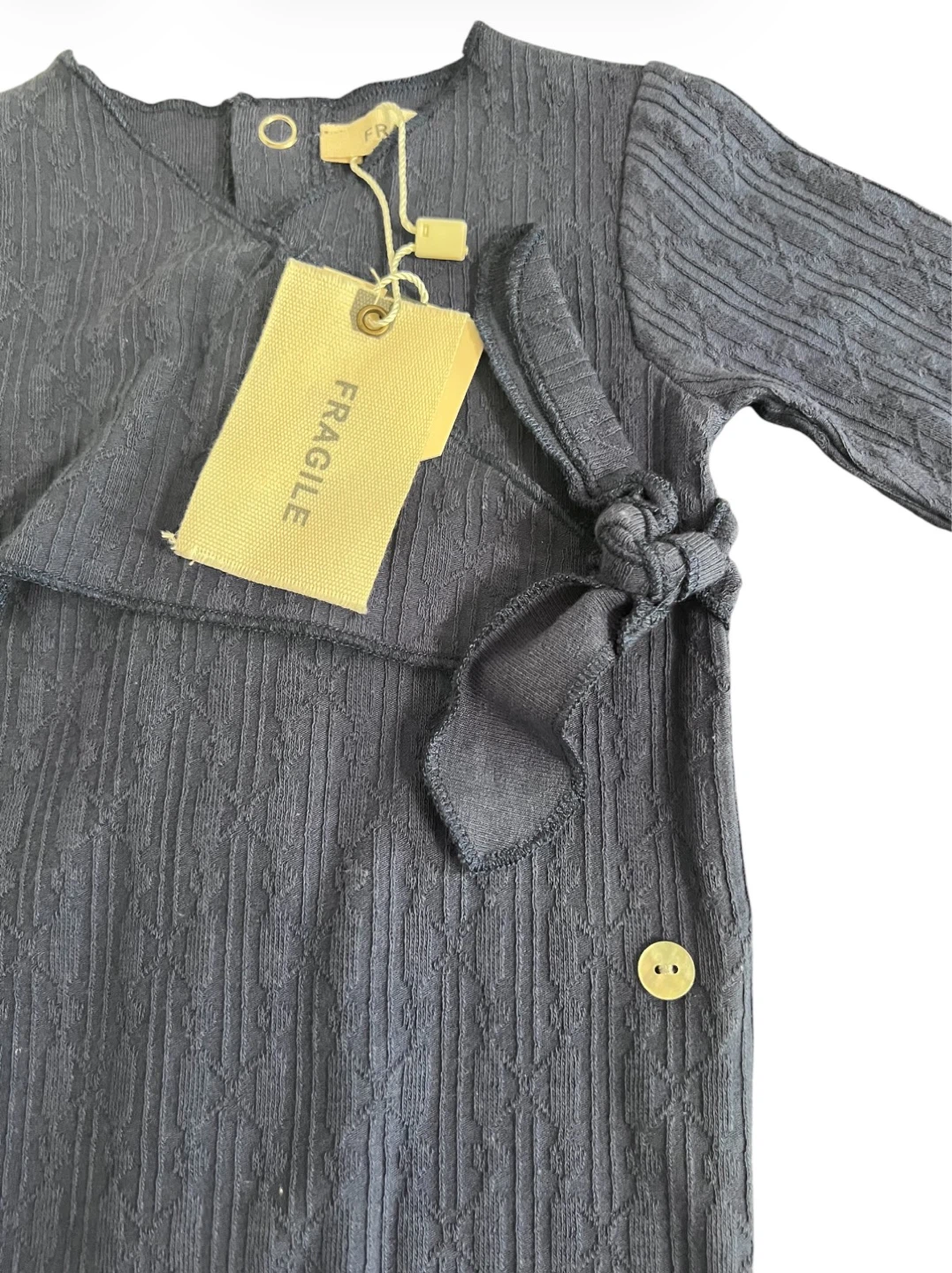 Brand New Fragile Baby Knit Footed Sleeper 6M Navy Blue - photo 2