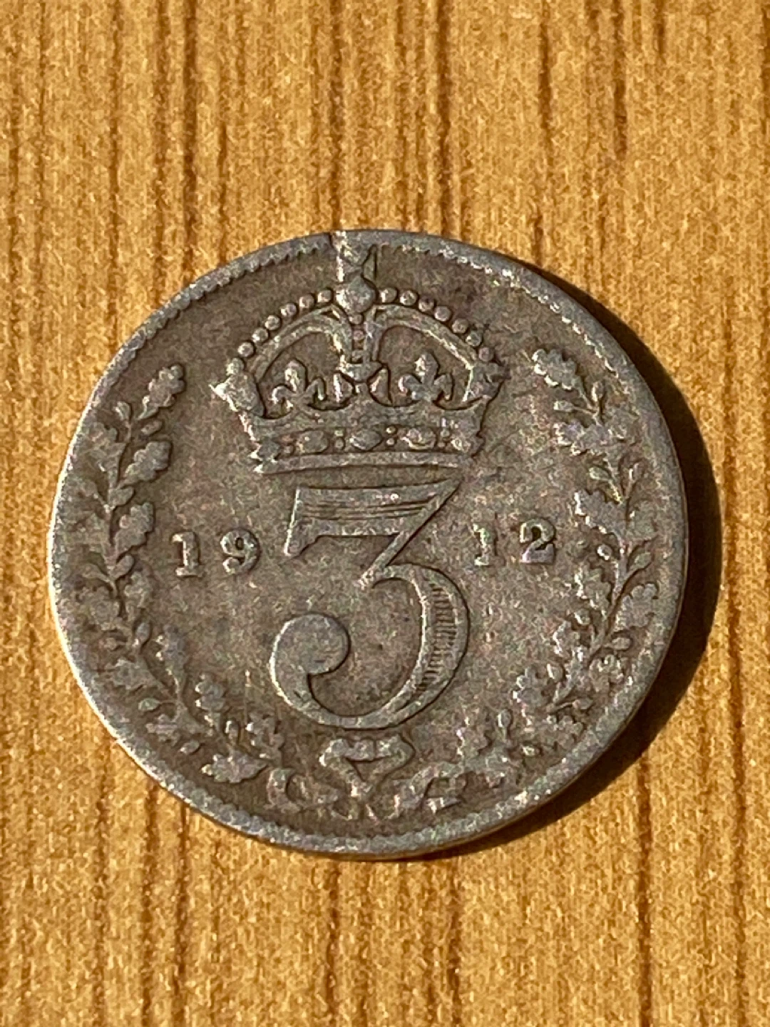 1912 silver King George V 3 Pence Coin
