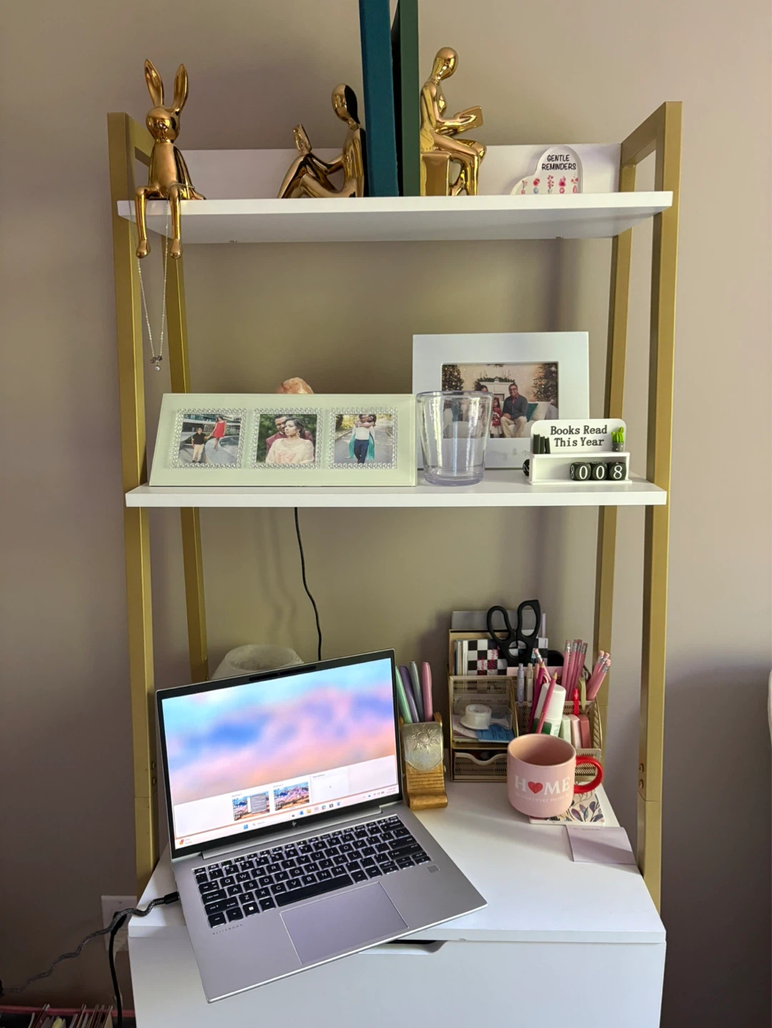 Gold and White Ladder Desk/Vanity