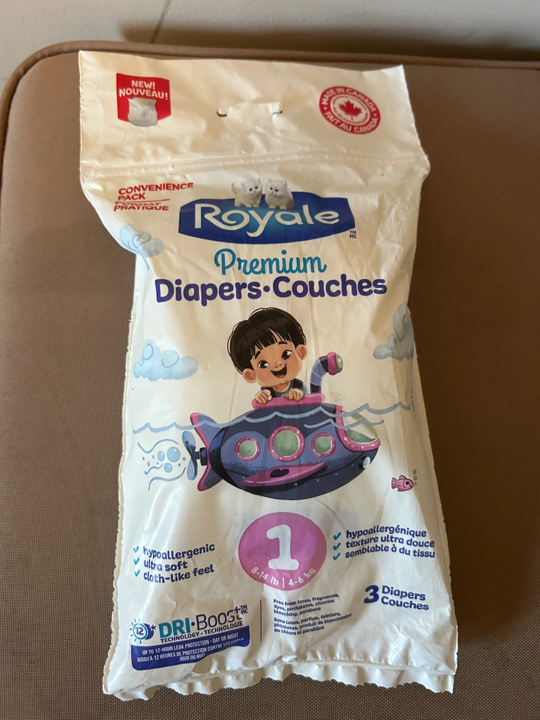 Royale Premium Size 1 Diapers - 3 Count