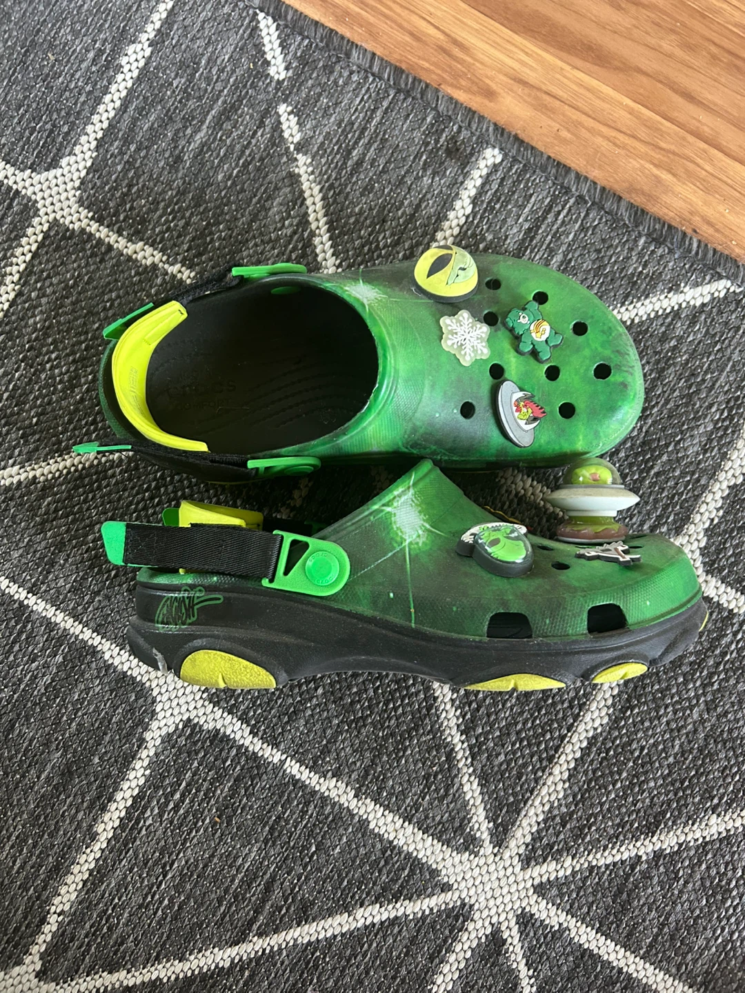 Green Crocs with Alien Charms