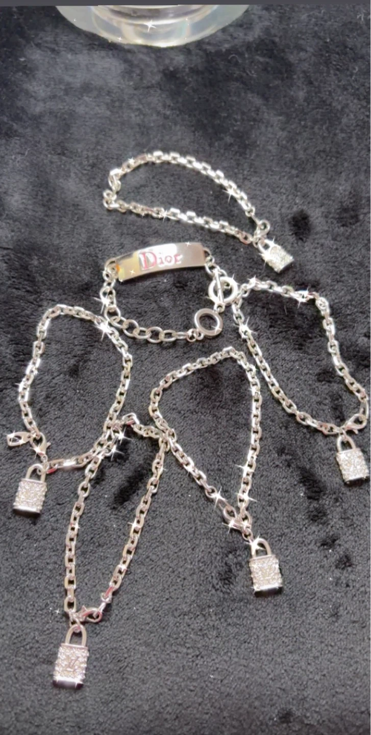 Dior Chain Necklace with Padlock Charms