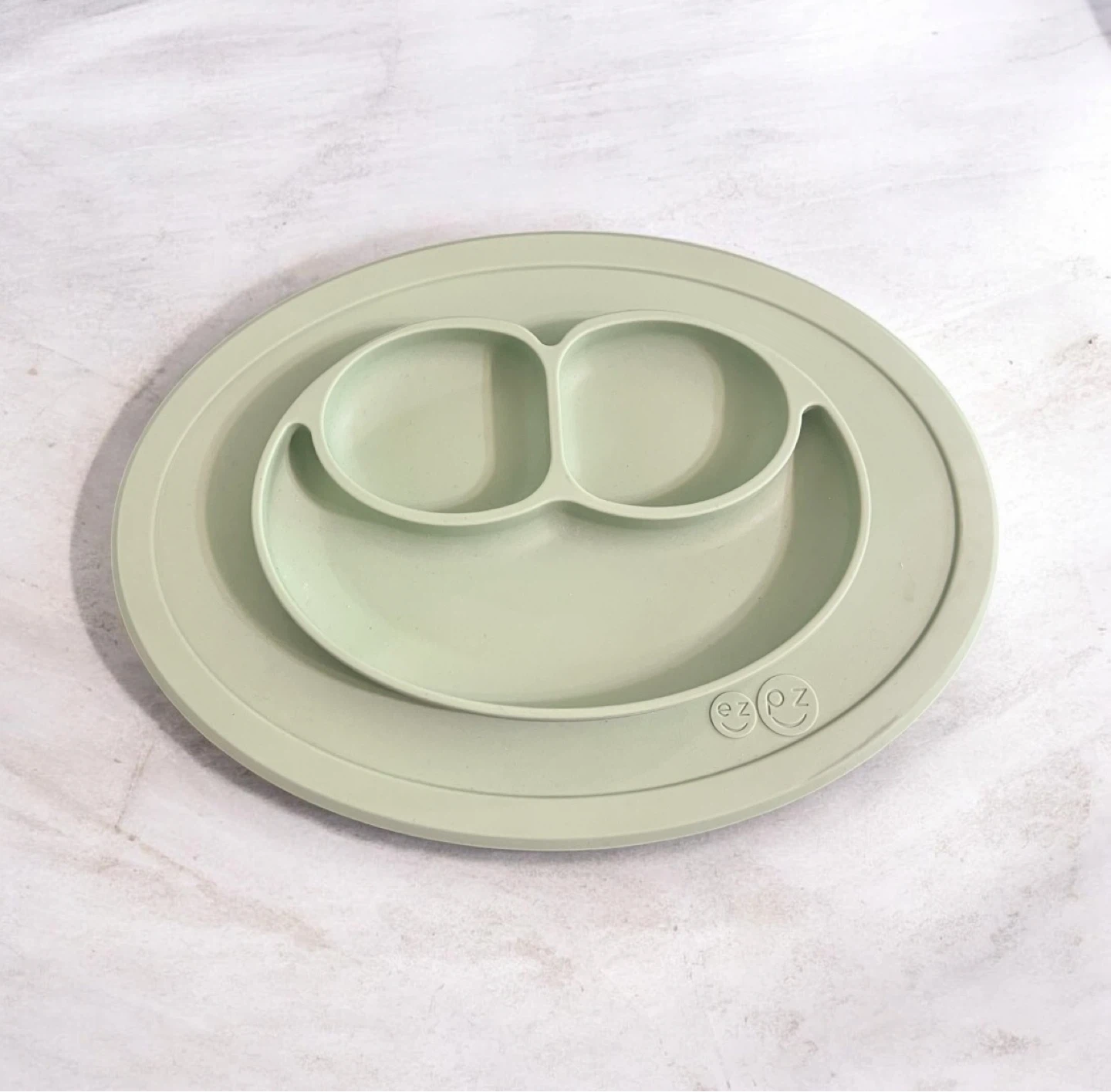 ezpz Silicone Suction Baby Feeding Mat Plate Sage Green