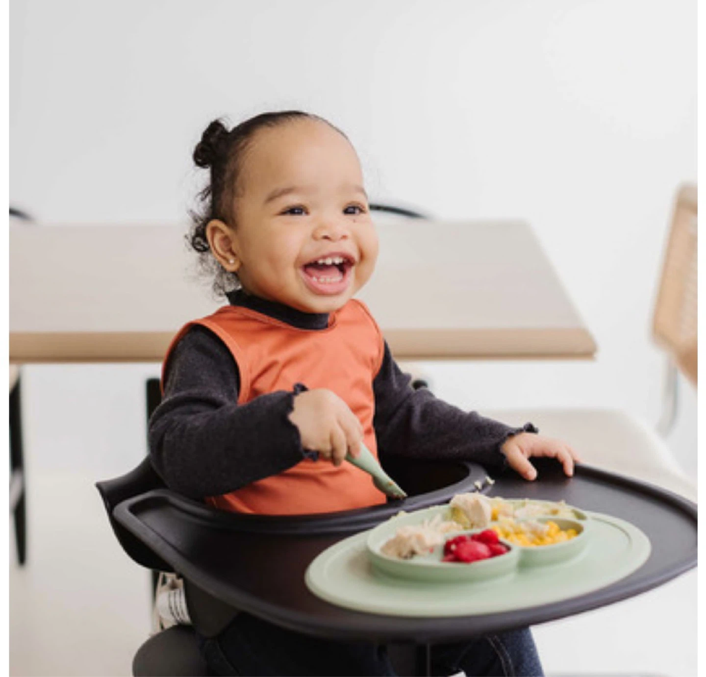 ezpz Silicone Suction Baby Feeding Mat Plate Sage Green - photo 5