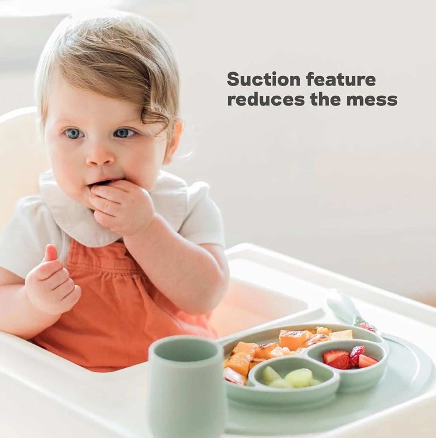ezpz Silicone Suction Baby Feeding Mat Plate Sage Green - photo 3