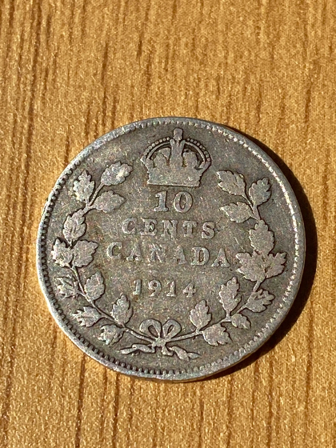 1914 silver Canada 10 Cents Coin - photo 2