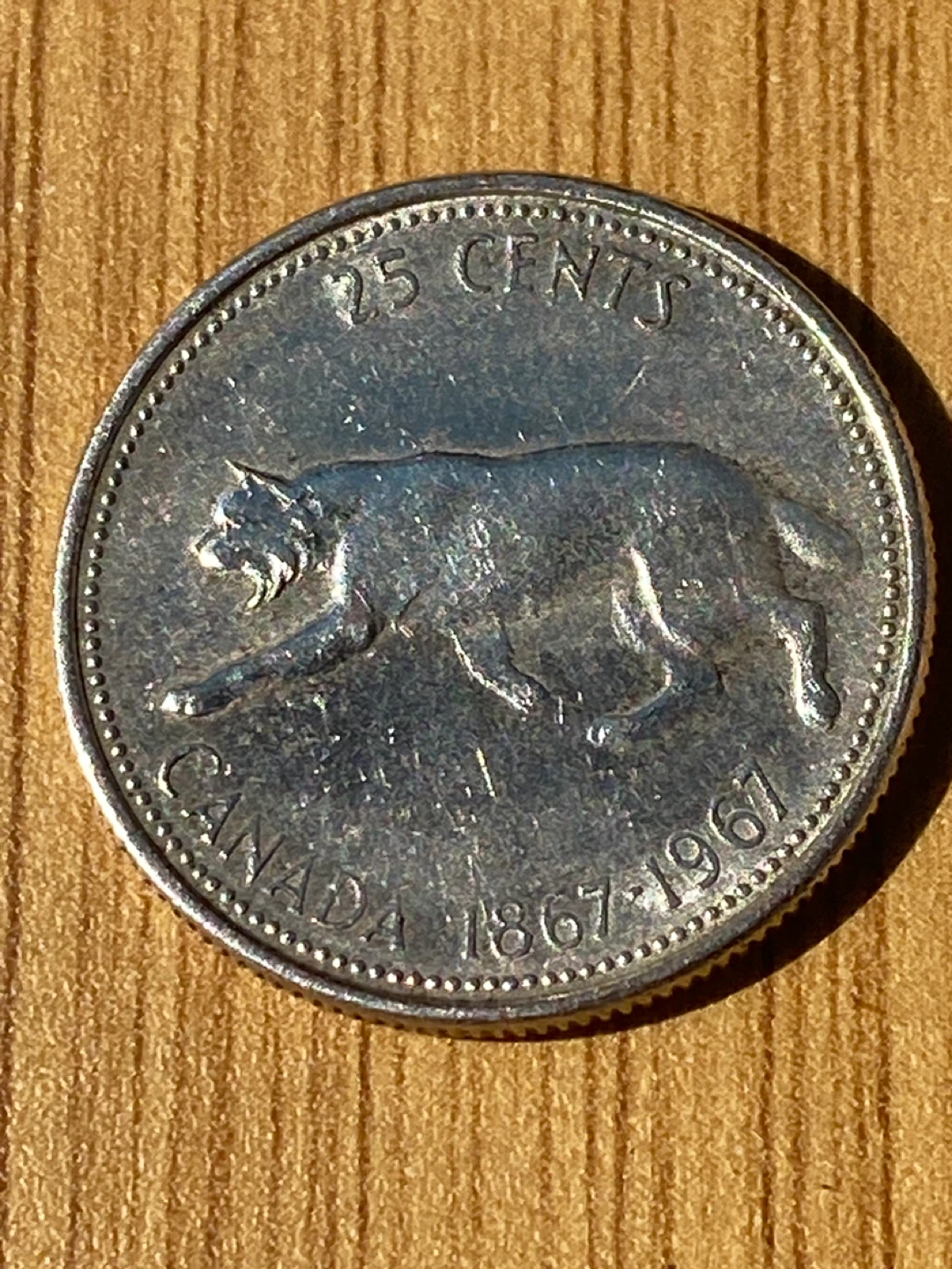 1967silver  Canada 25 Cents Coin
