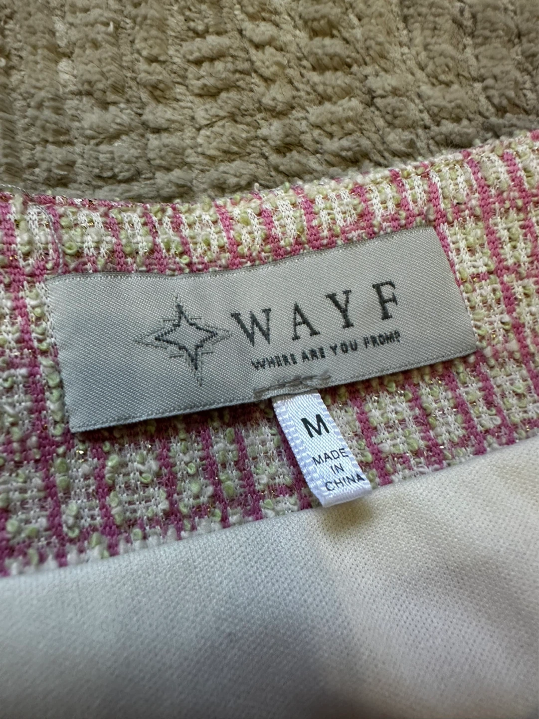 WAYF Pink Plaid Tweed Mini Skirt Size M - photo 3