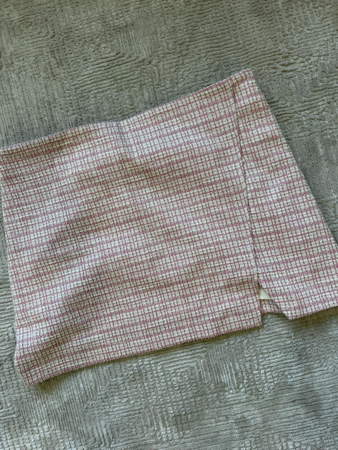 WAYF Pink Plaid Tweed Mini Skirt Size M - photo 2