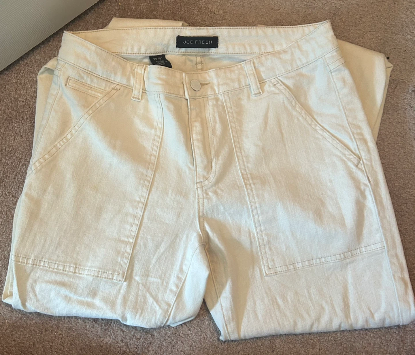 Joe Fresh Cream Utility Pants Size 8
