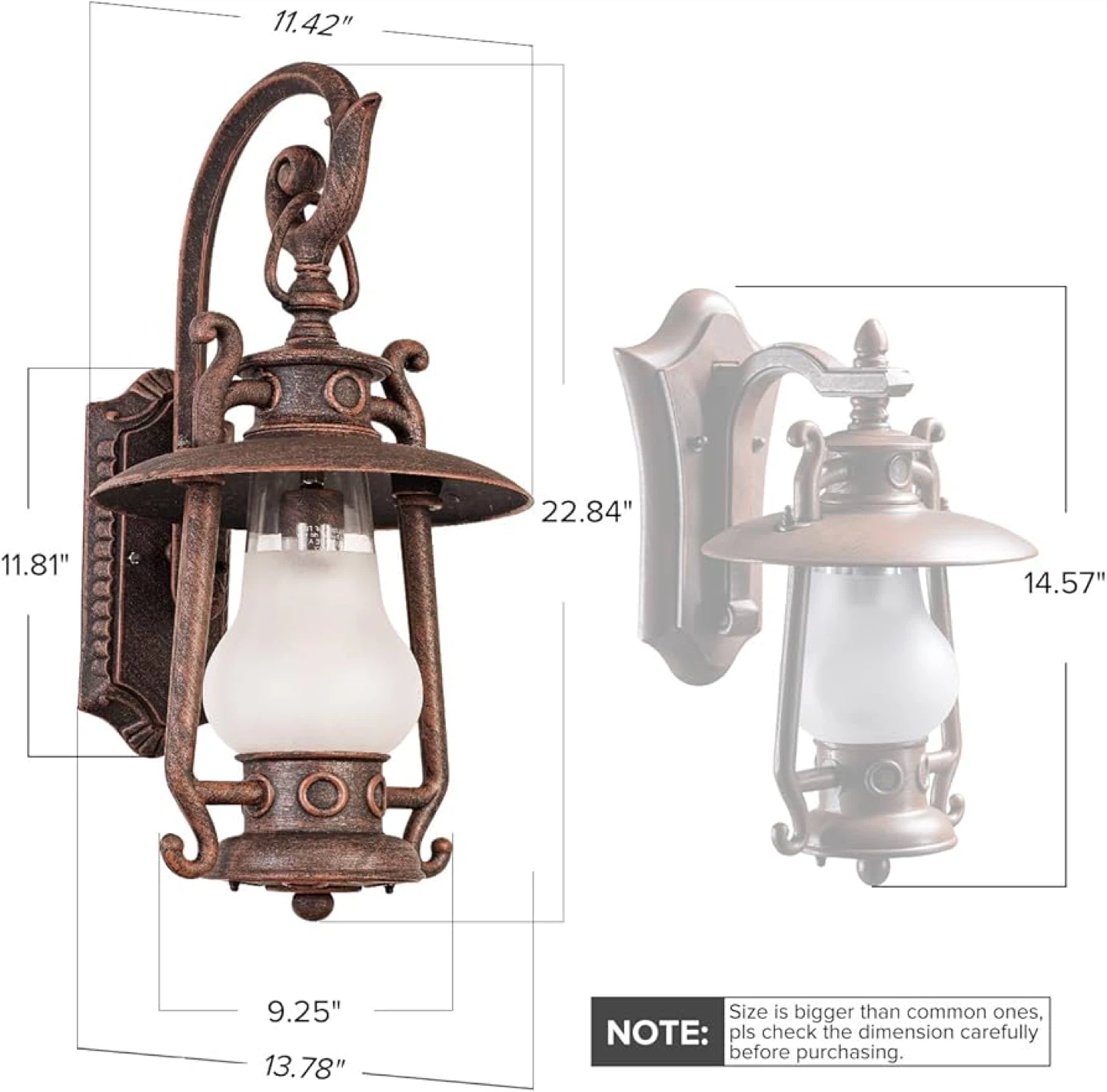 GZBtech Large Rustic Lantern Wall Sconces - Set of 2 - Brand new - photo 3