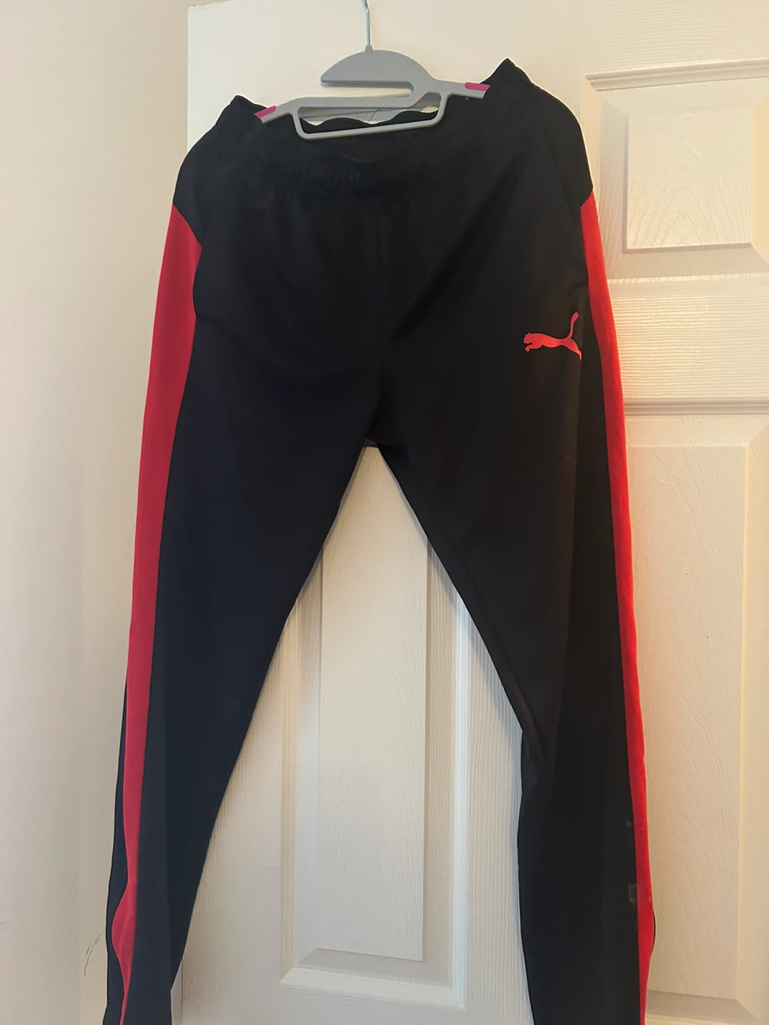 Puma Black and Red Track Pants - Medium