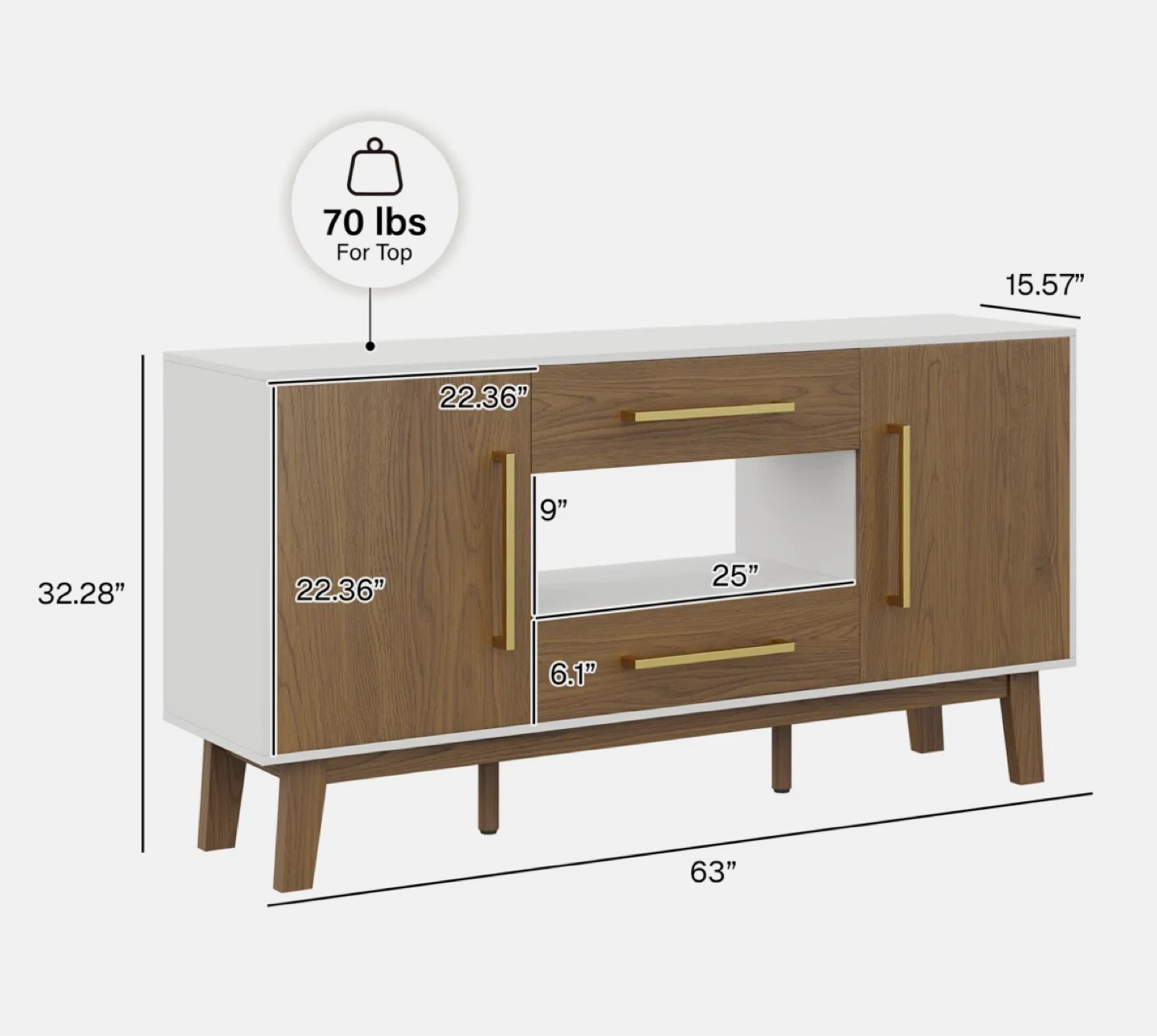 63” buffet sideboard - photo 2