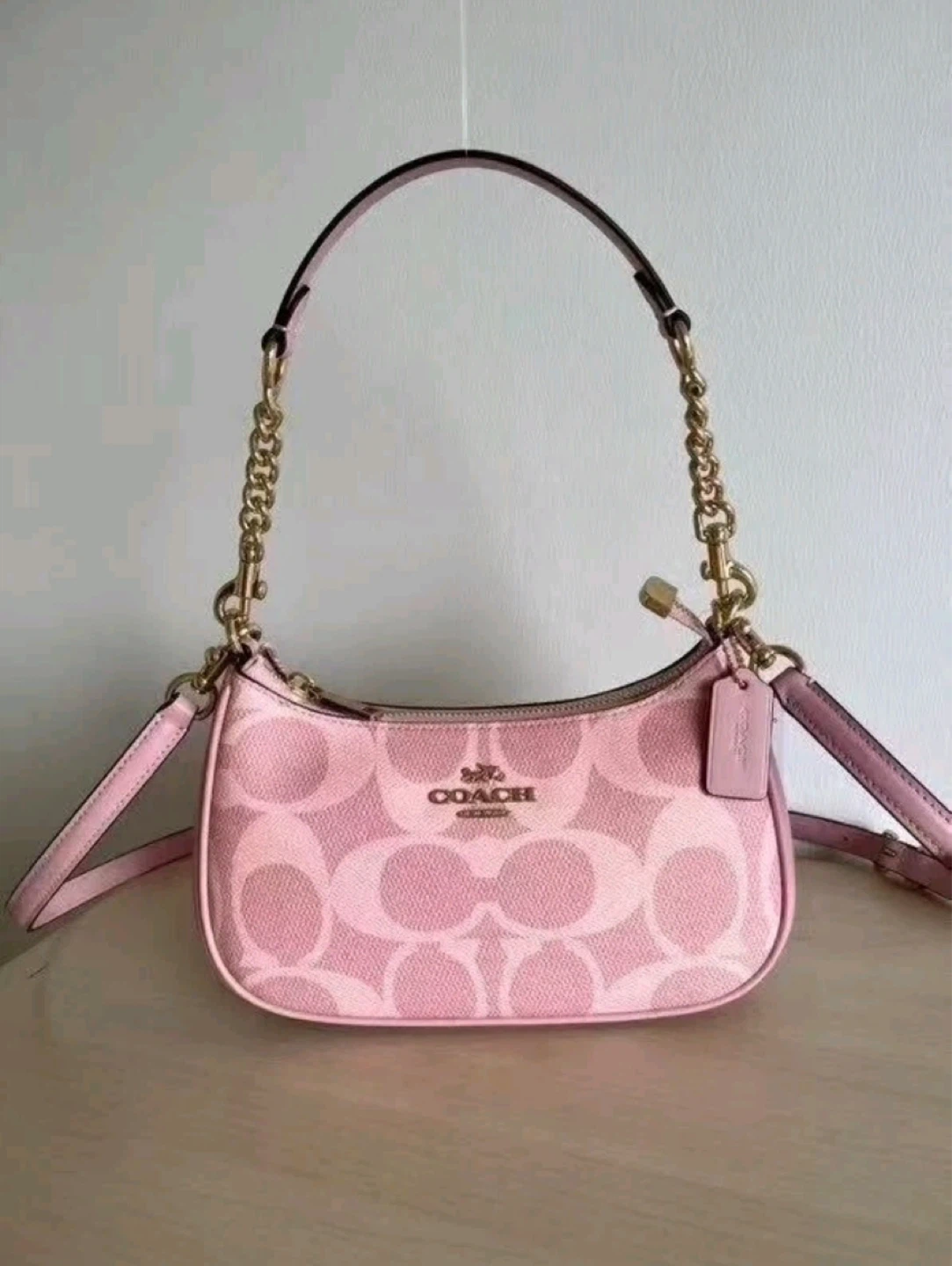 Coach Pink Monogram Shoulder Bag