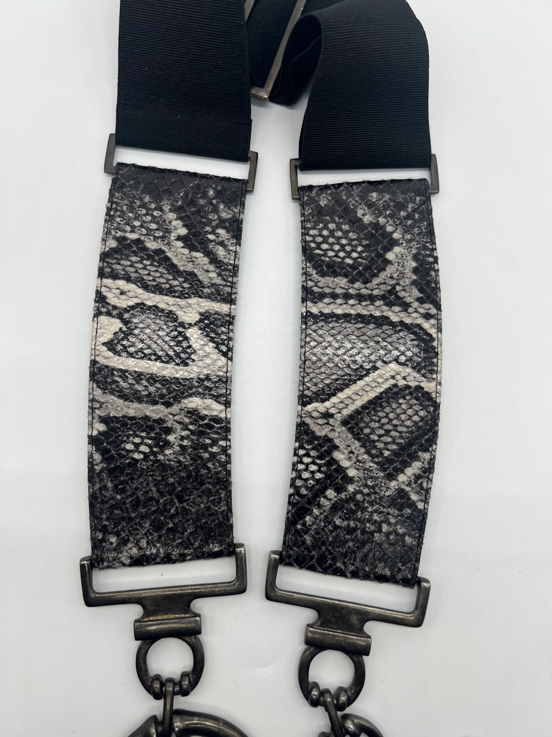 SUZI ROHER Black Snakeskin Embossed Leather Adjustable Belt sz S - photo 4