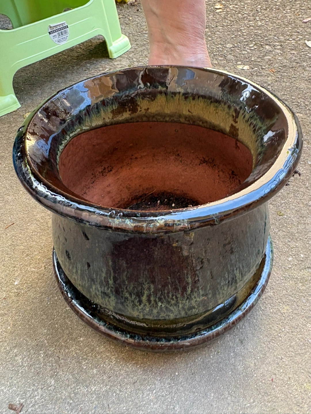 Glazed Ceramic Flower Pot with Saucer - photo 2