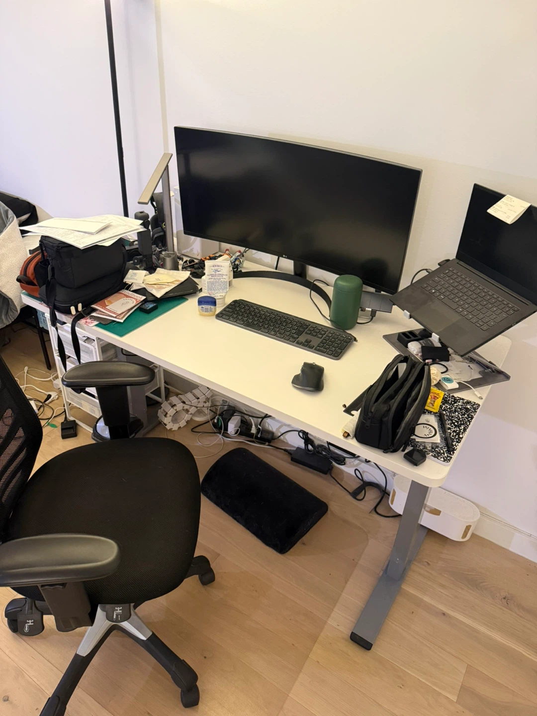 FlexiSpot Standing Desk White (free office chair if you want)