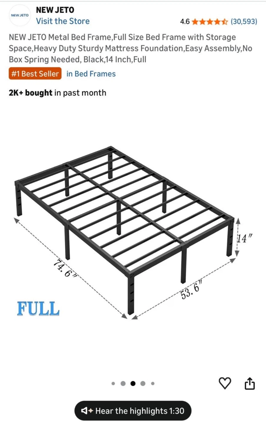 TeQsli Full Mattress + Metal Bed Frame - photo 3